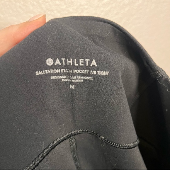 Athleta Salutation Stash Pocket II Colorblock 7/8 Leggings Black White Medium - Picture 9 of 11